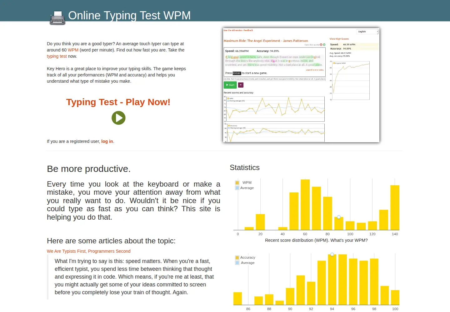 Screenshot of keyhero.com