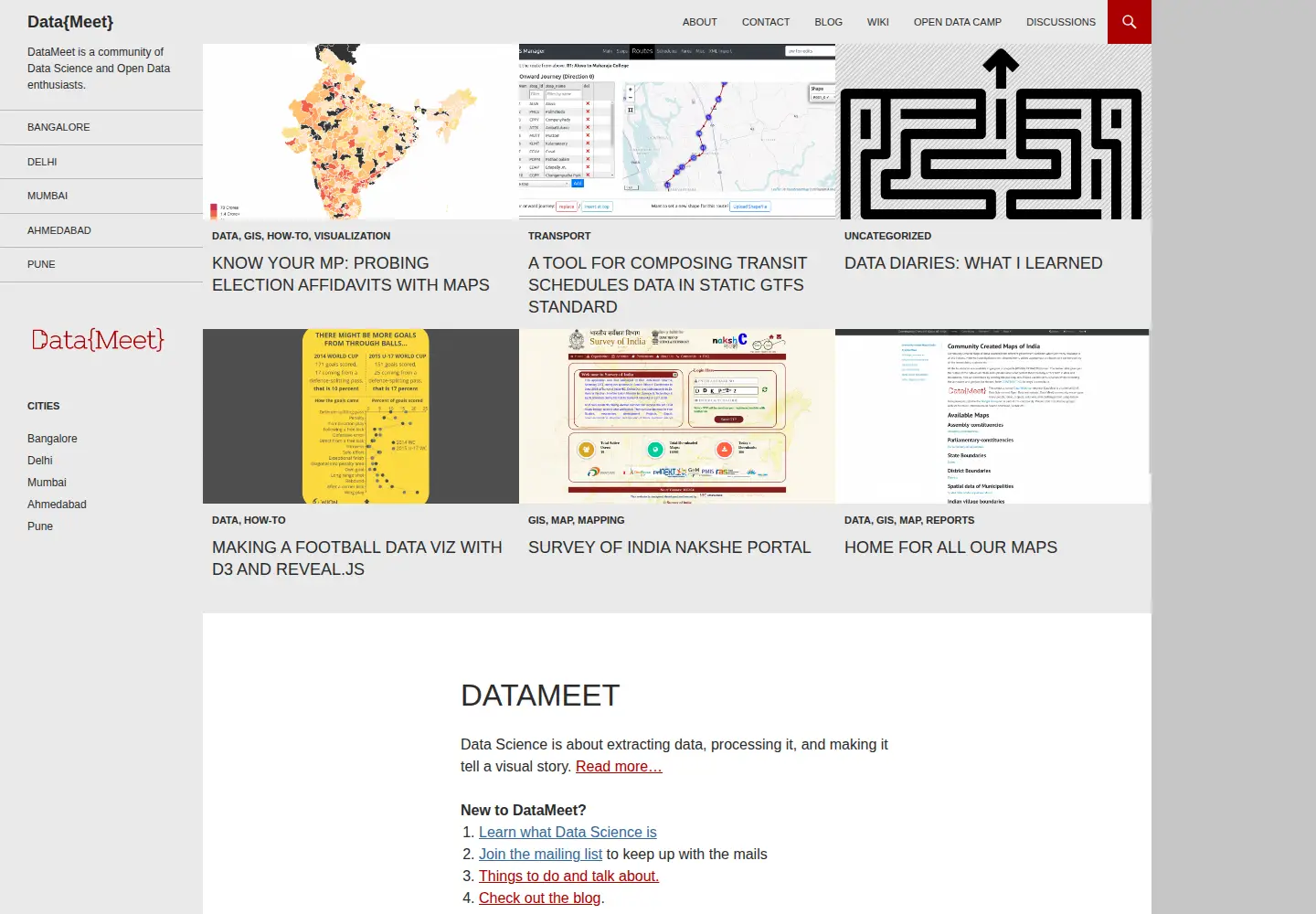 Screenshot of datameet.org