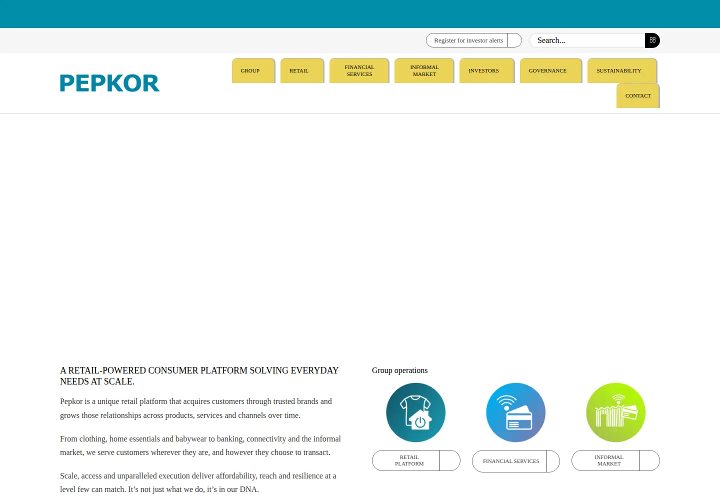 Screenshot of pepkor.co.za