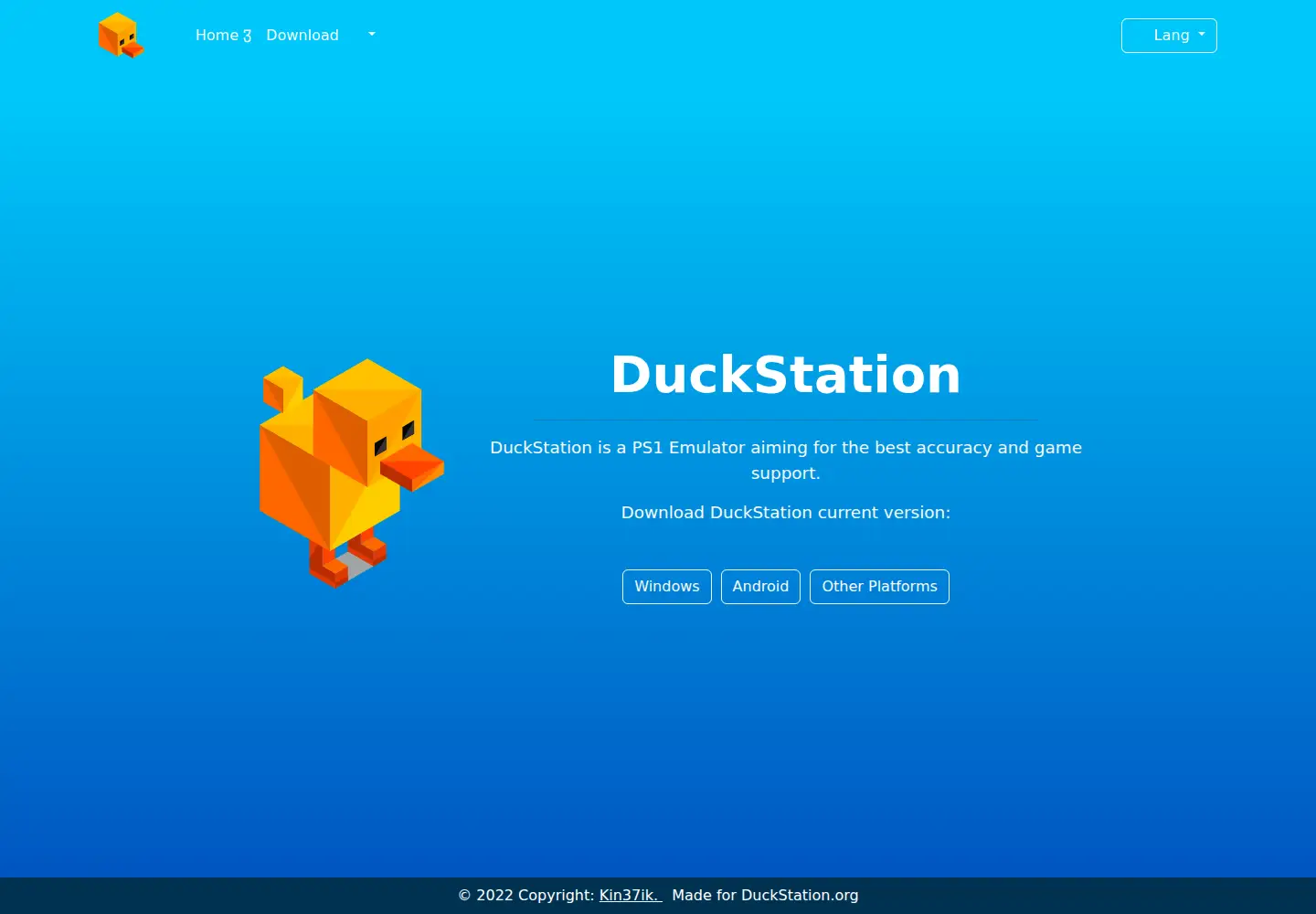 Captured homepage of duckstation.org in the current scan