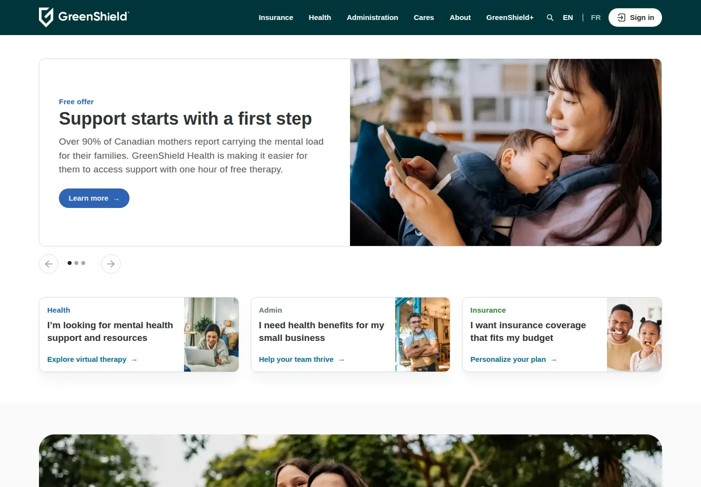 Screenshot of greenshield.ca