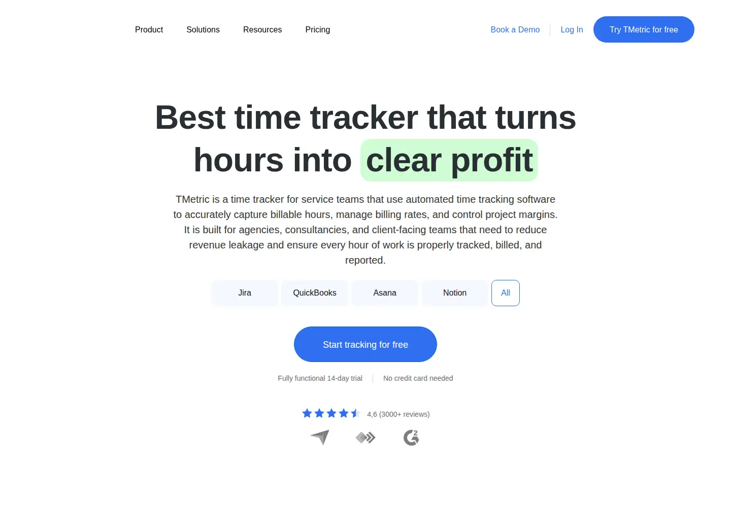 Screenshot of tmetric.com