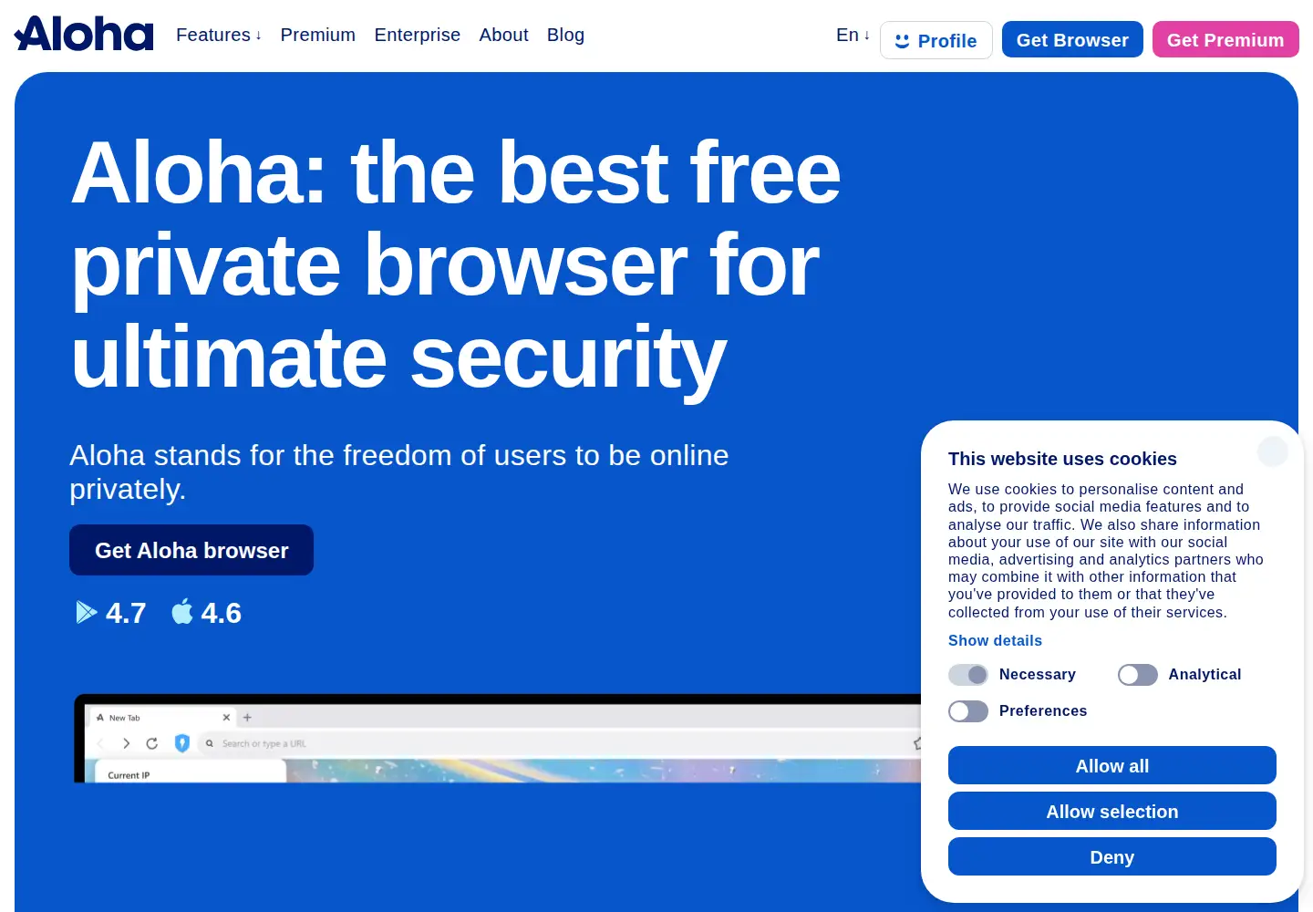 Screenshot of alohabrowser.com