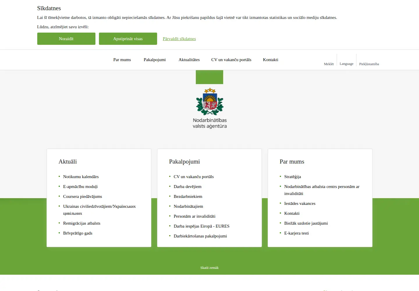 Screenshot of nva.gov.lv