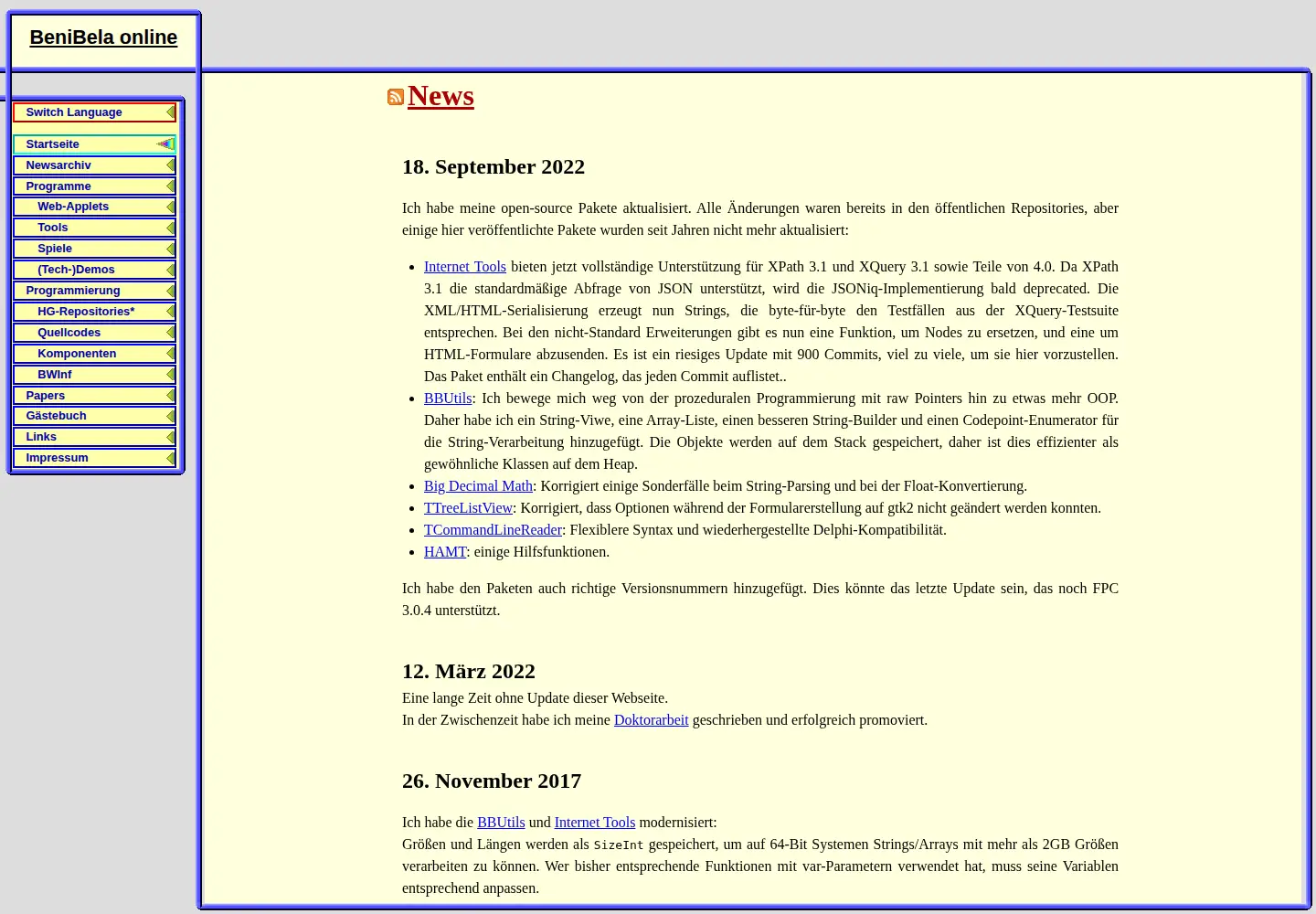 Screenshot of benibela.de