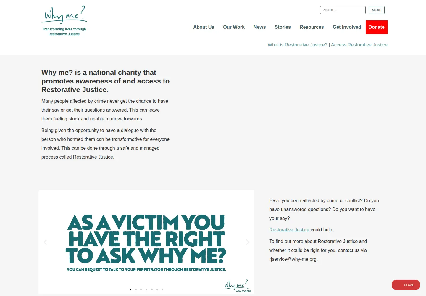 Captured homepage of why-me.org in the current scan