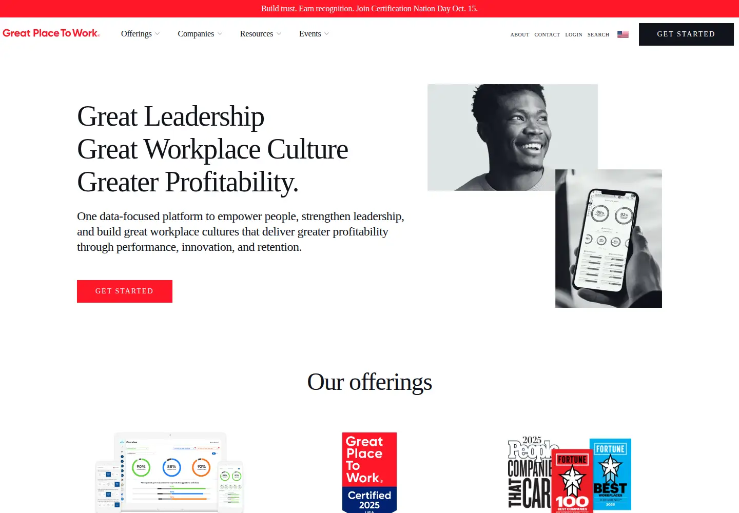 Screenshot of greatplacetowork.com