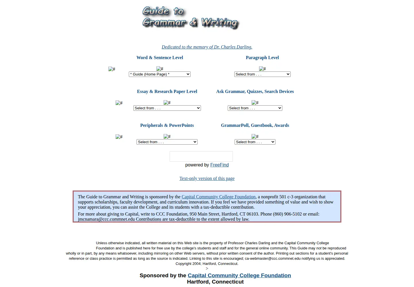 Screenshot of guidetogrammar.org