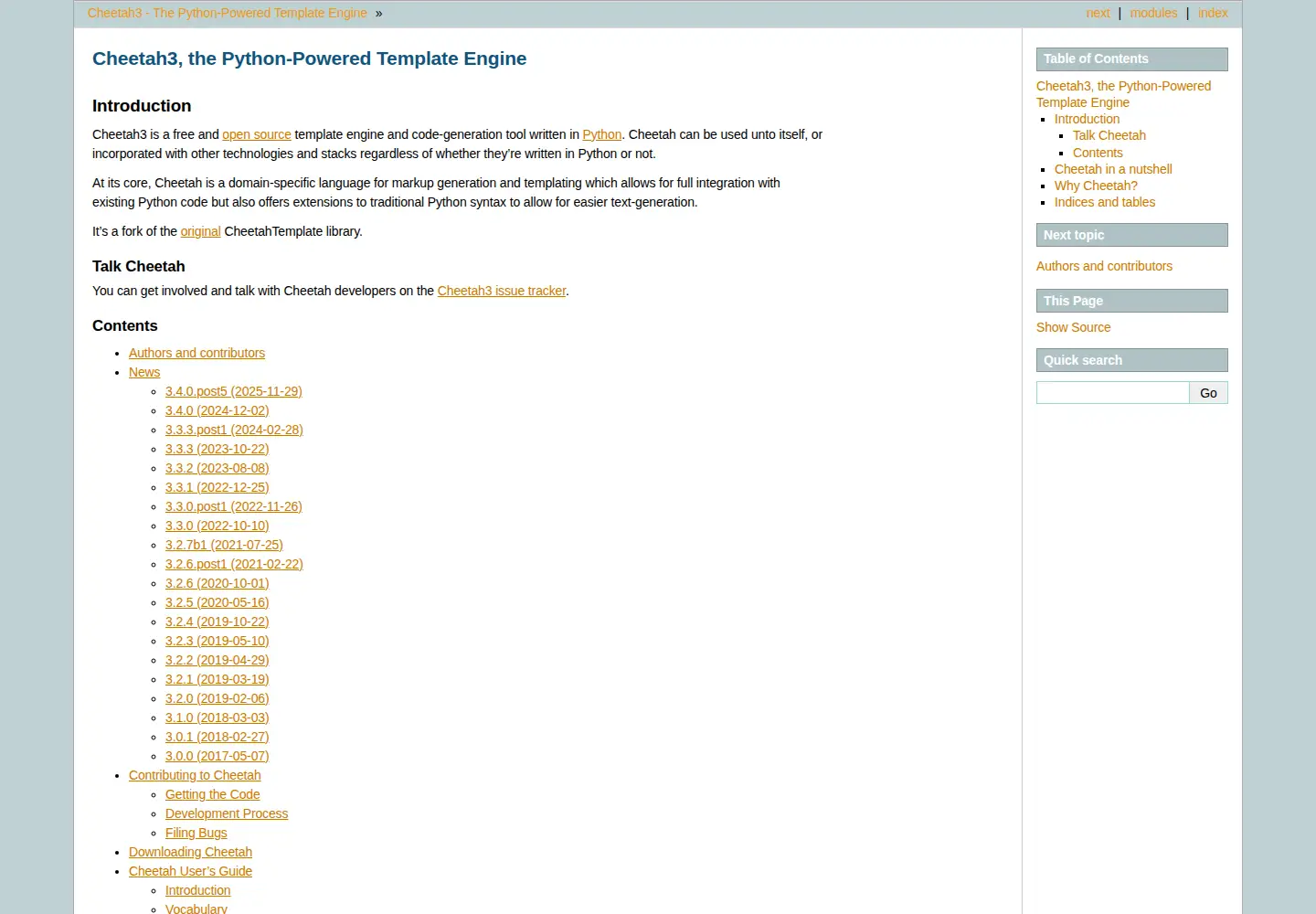 Screenshot of cheetahtemplate.org
