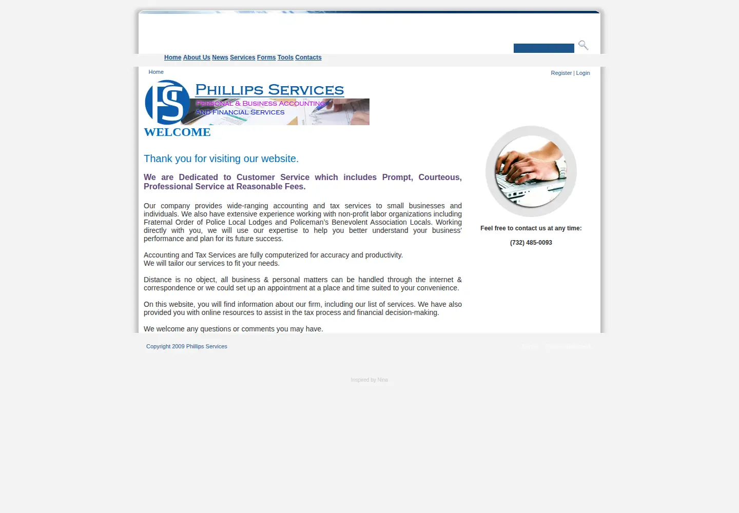 Captured homepage of phillipsservices.net in the current scan