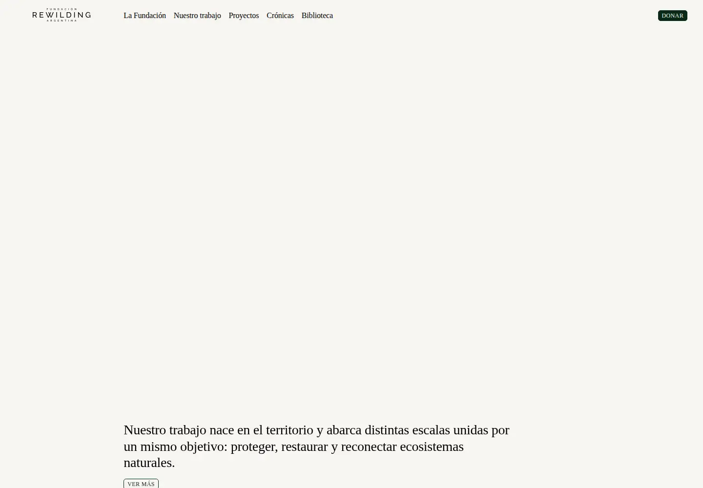Captured homepage of rewildingargentina.org in the current scan