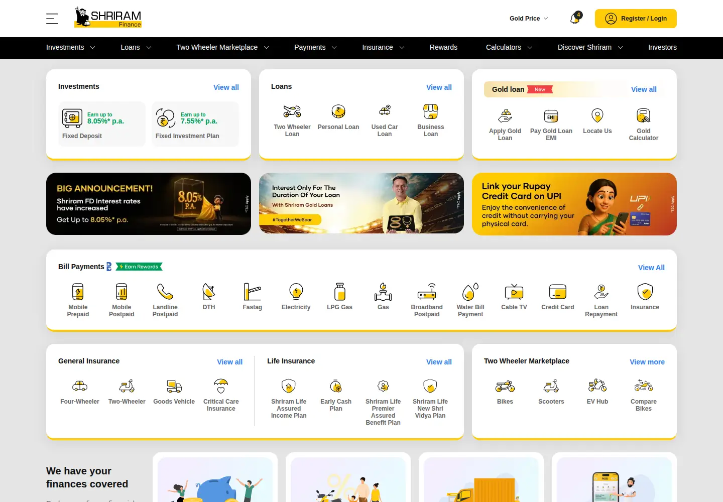 Screenshot of shriramfinance.in