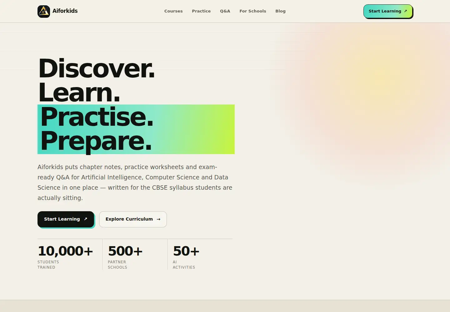 Screenshot of aiforkids.in