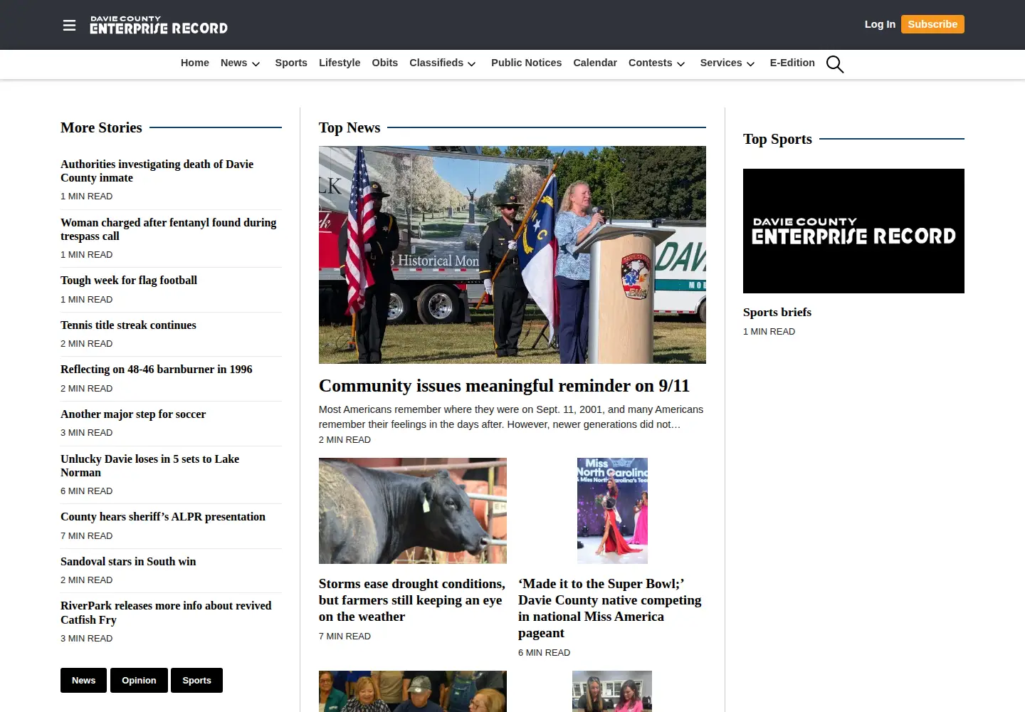 Captured homepage of ourdavie.com in the current scan