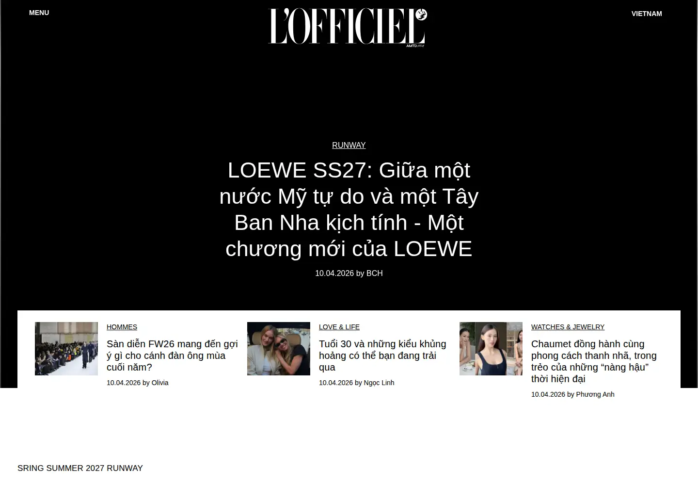 Captured homepage of lofficielvietnam.com in the current scan