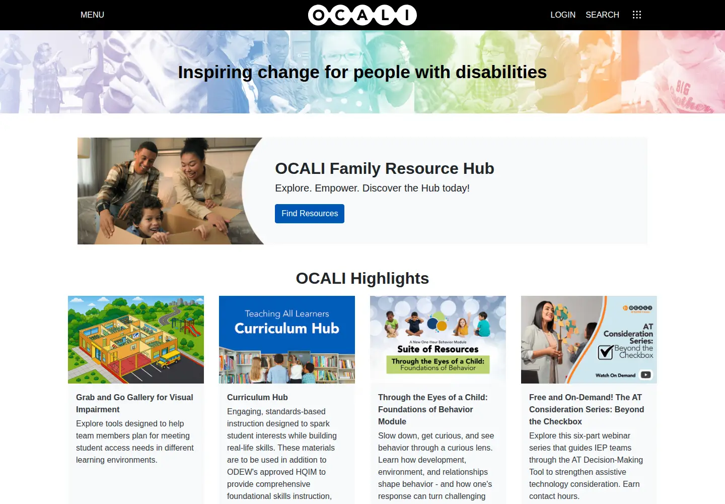 Captured homepage of ocali.org in the current scan