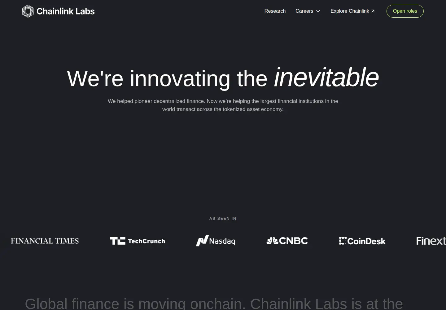 Screenshot of chainlinklabs.com
