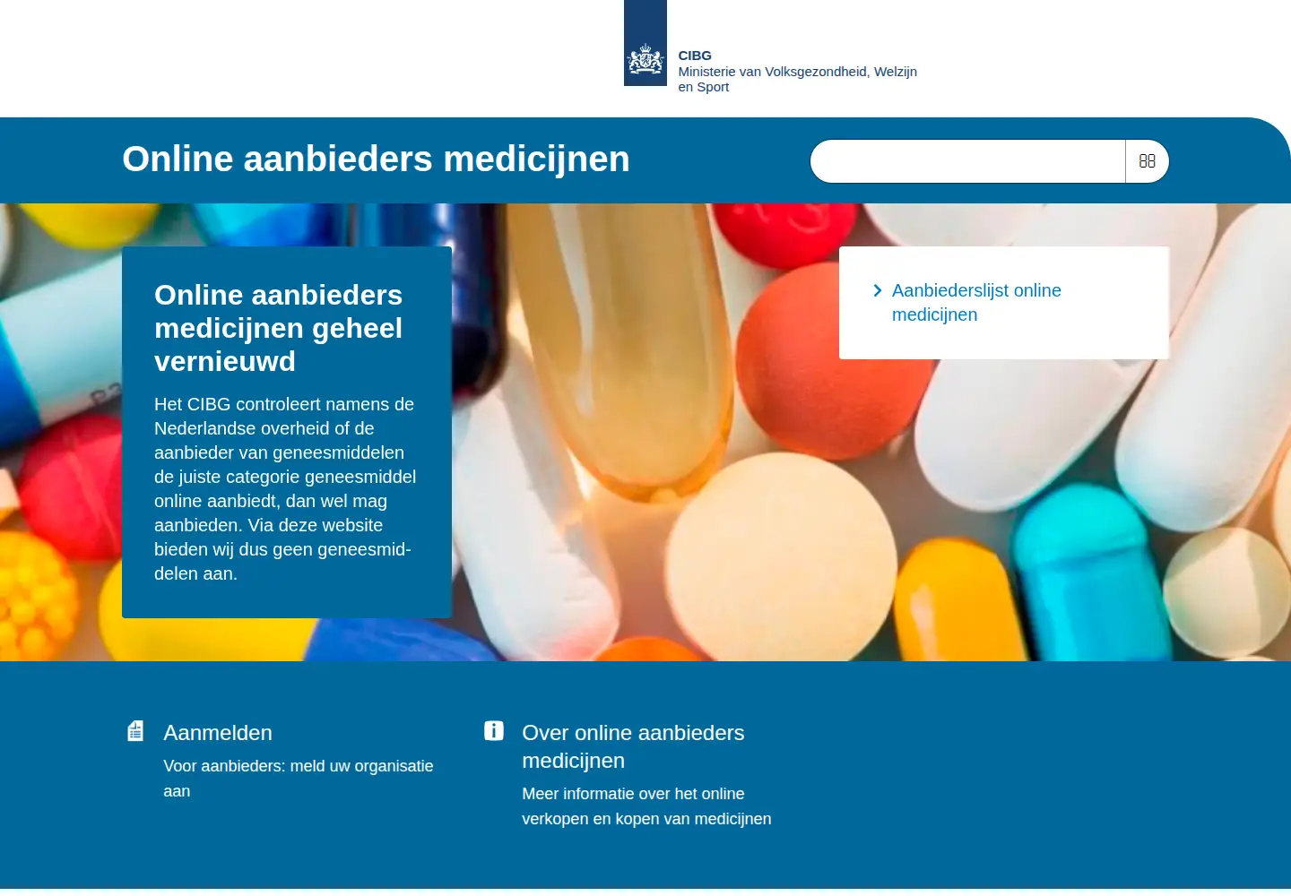 Screenshot of aanbiedersmedicijnen.nl