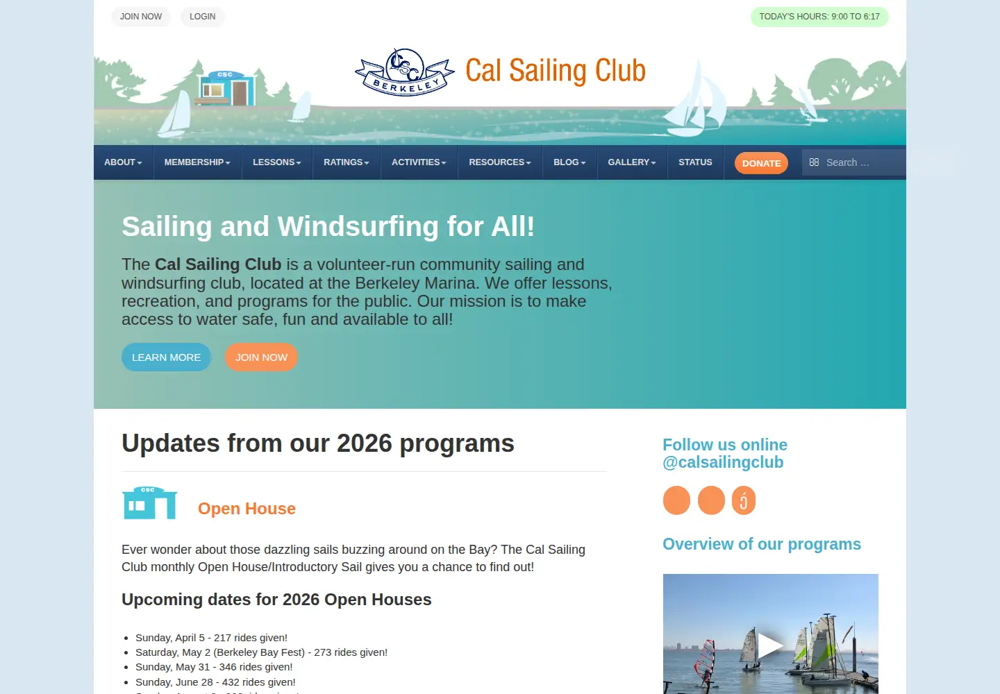 Screenshot of cal-sailing.org