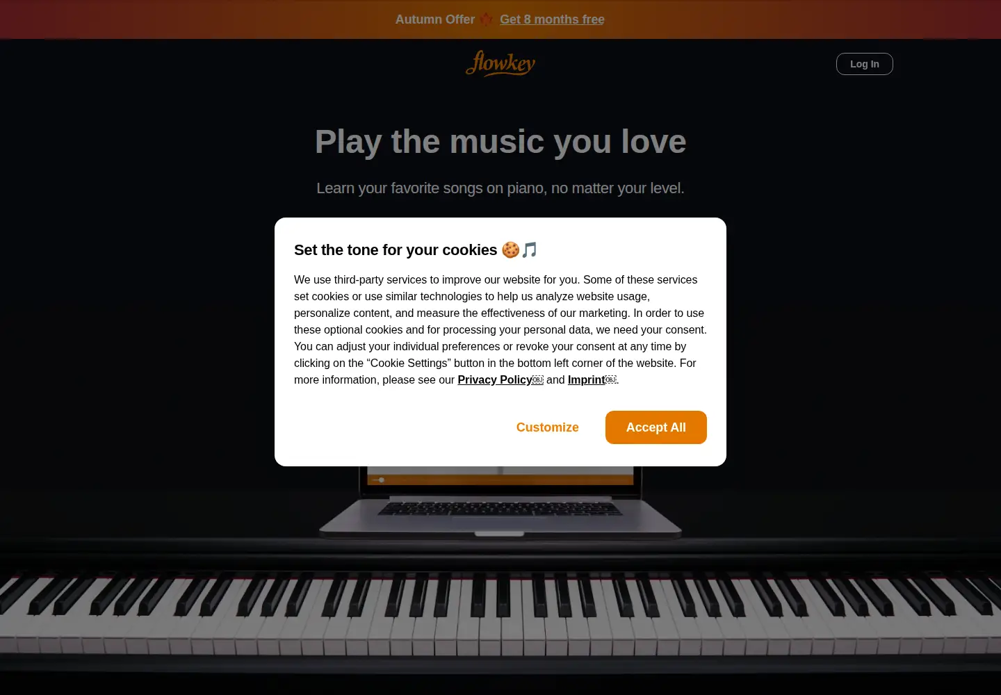 Screenshot of flowkey.com