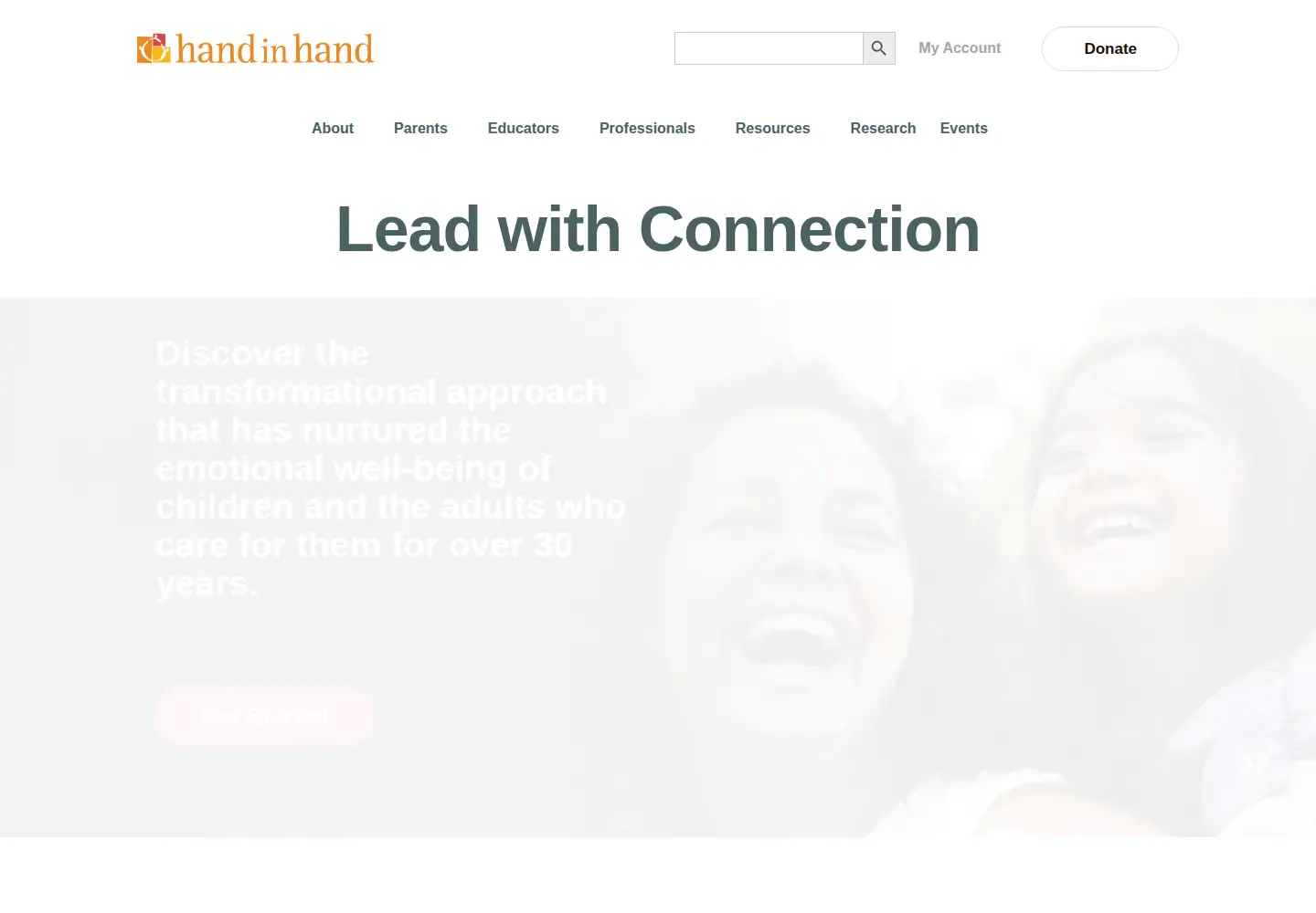 Captured homepage of handinhandparenting.org in the current scan