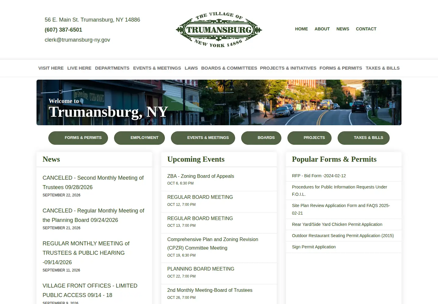 Screenshot of trumansburg-ny.gov