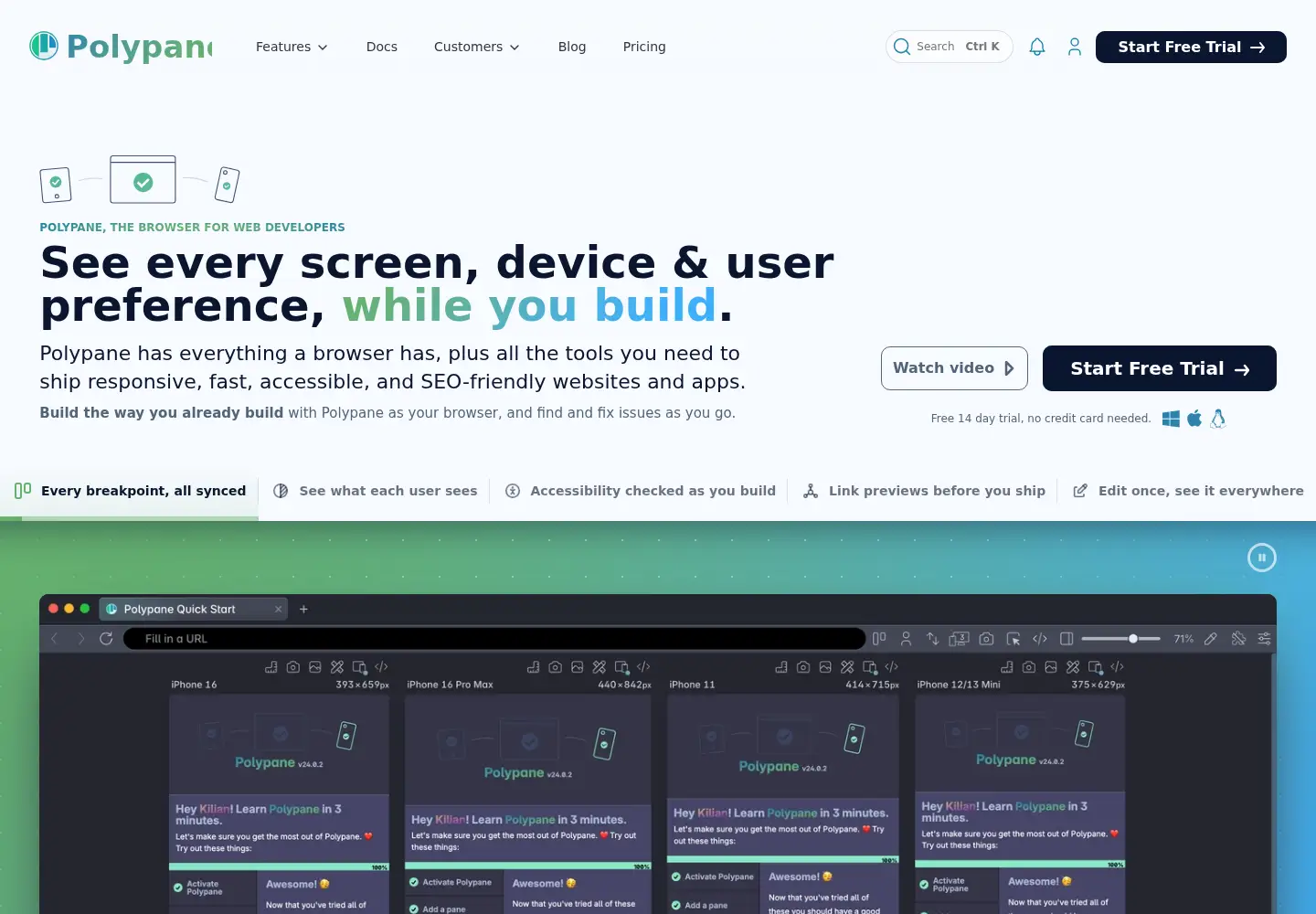 Captured homepage of polypane.app in the current scan