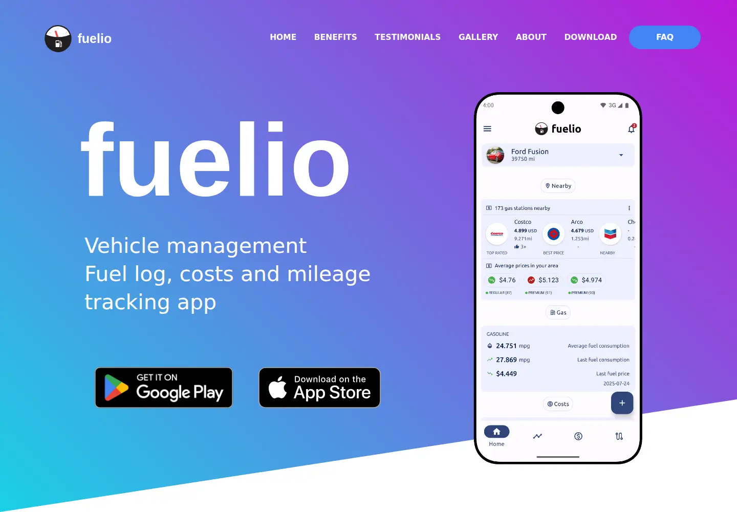 Captured homepage of fuel.io in the current scan