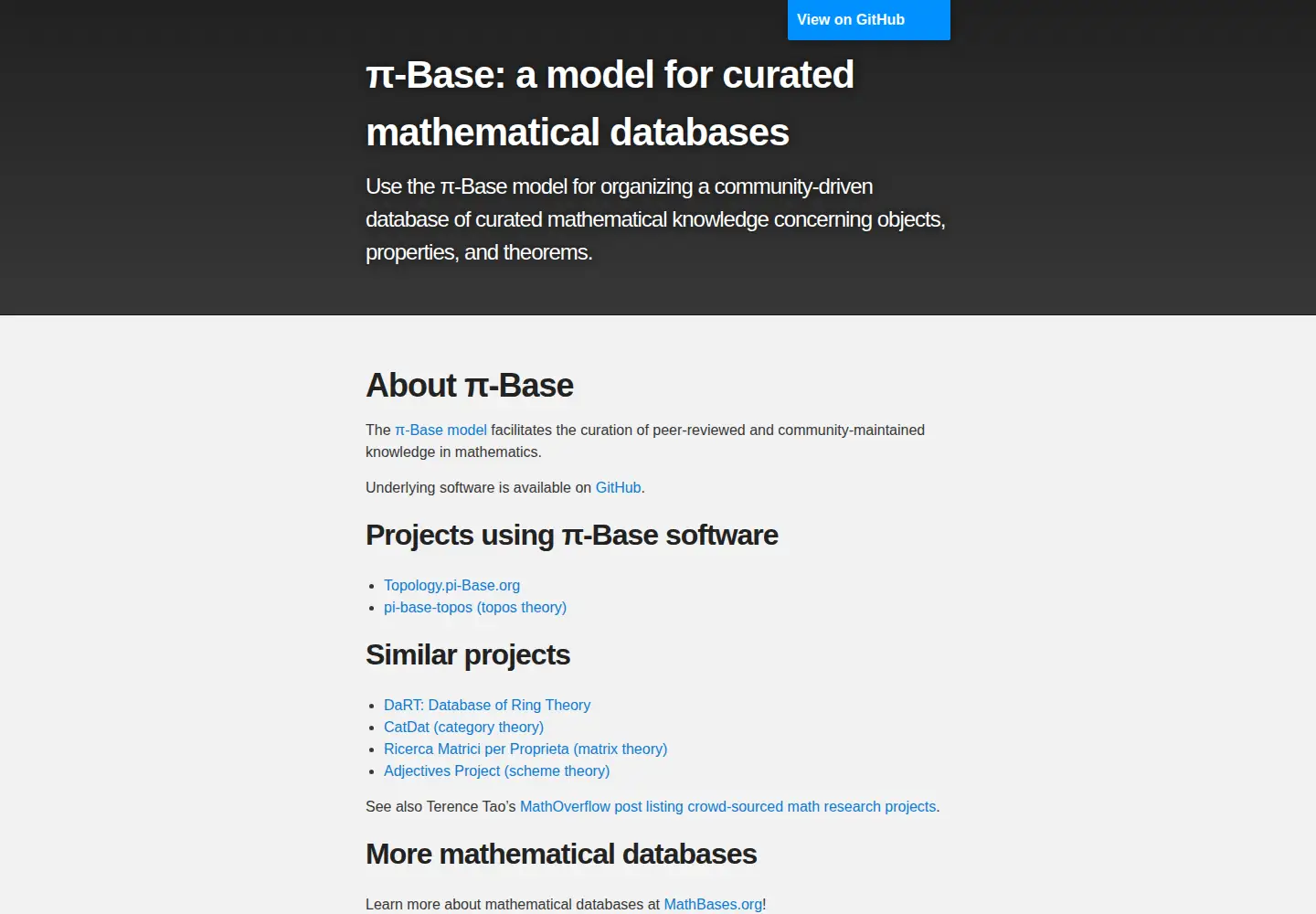 Screenshot of pi-base.org