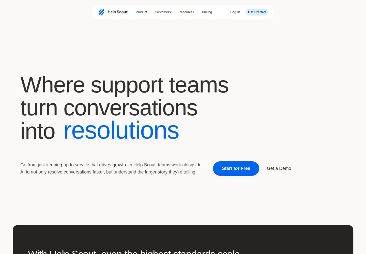 Captured homepage of helpscout.com in the current scan