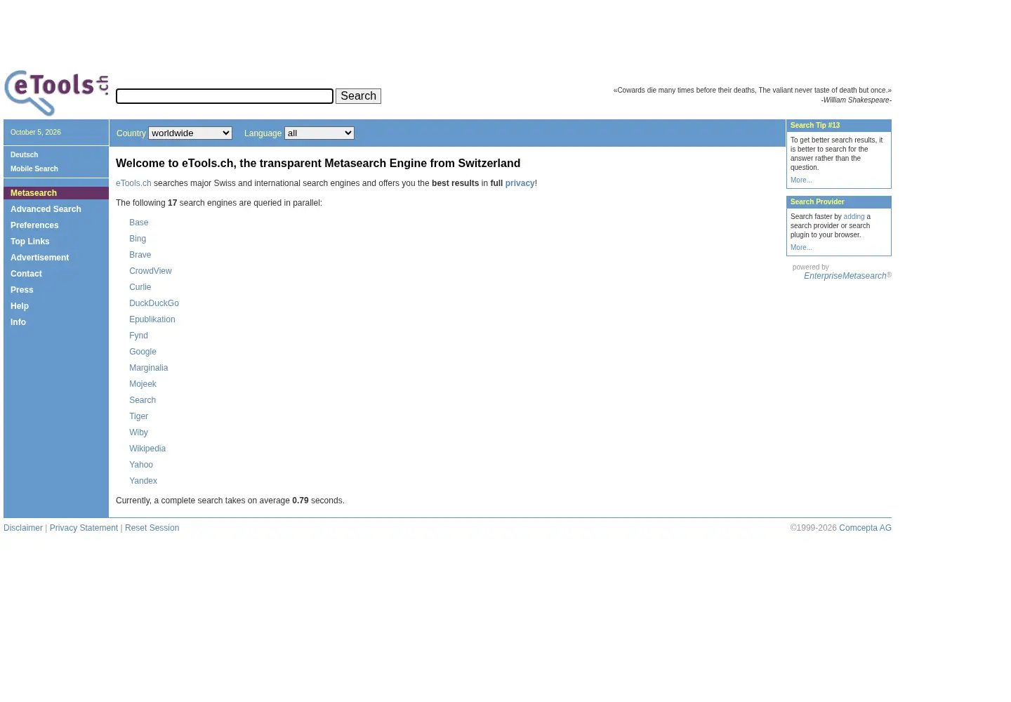 Screenshot of etools.ch