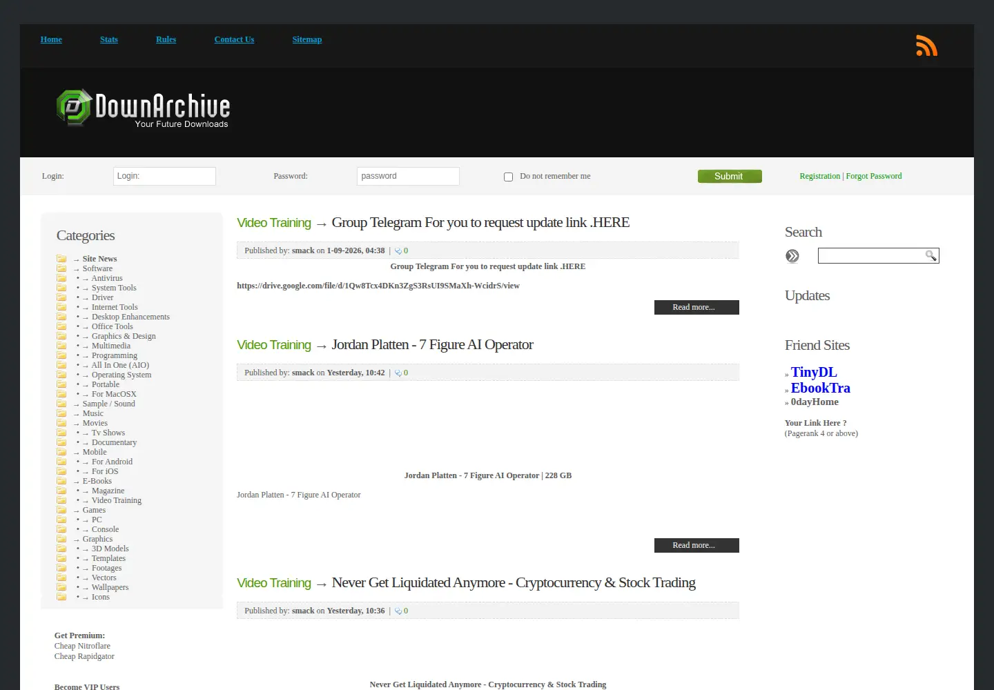 Screenshot of downarchive.org