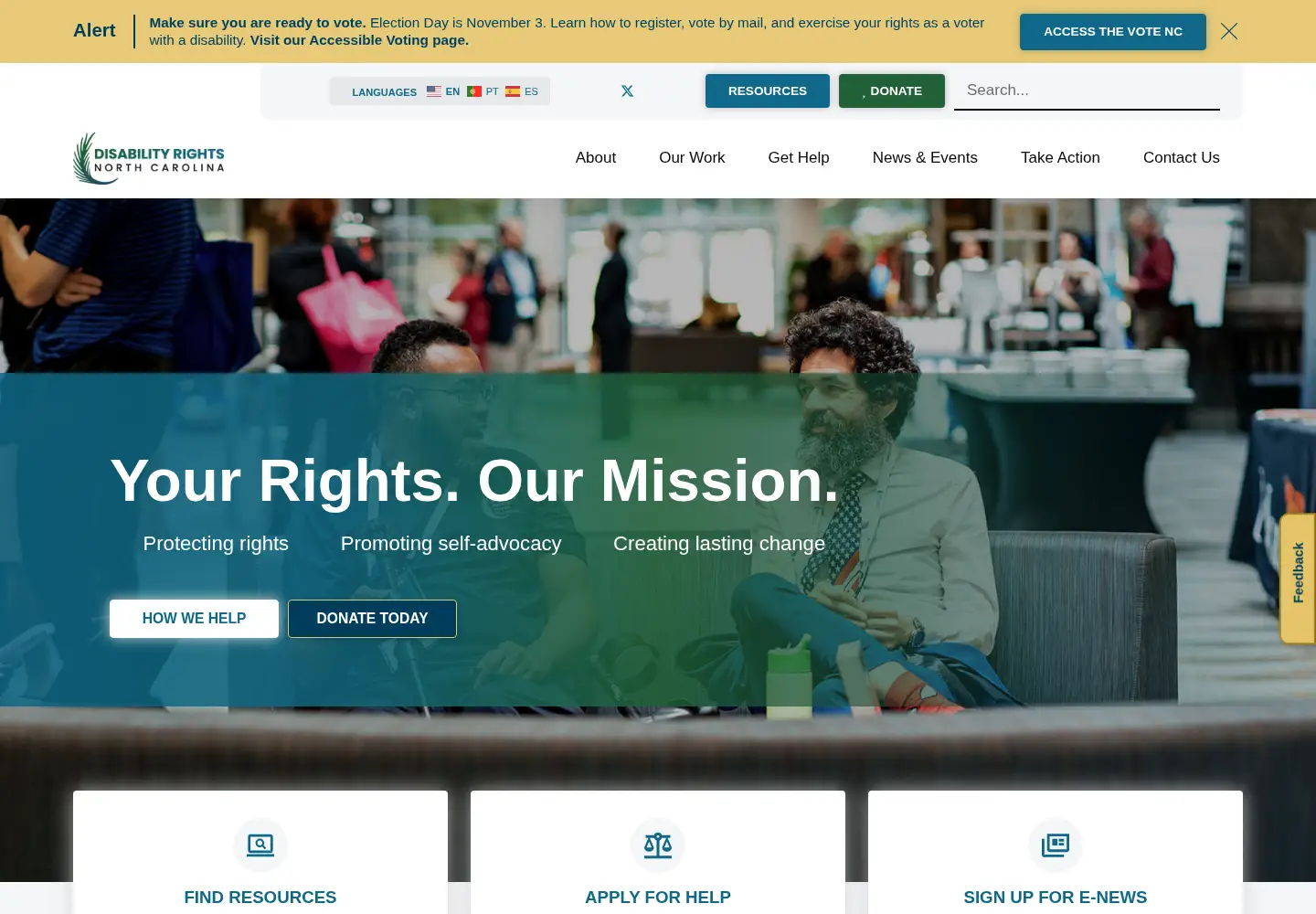 Screenshot of disabilityrightsnc.org