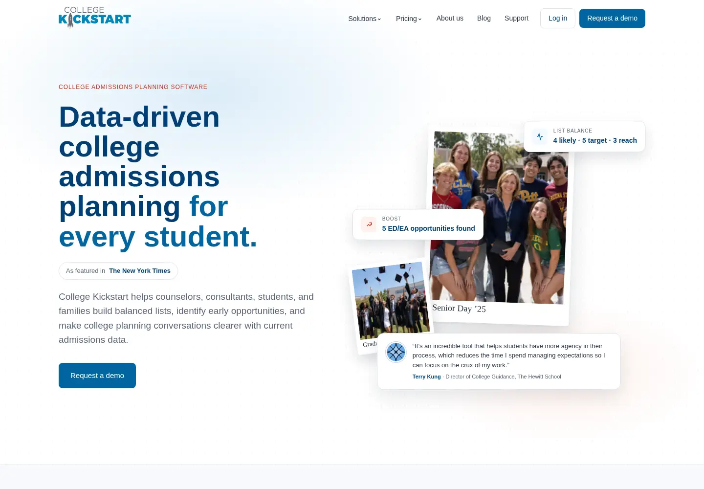 Screenshot of collegekickstart.com