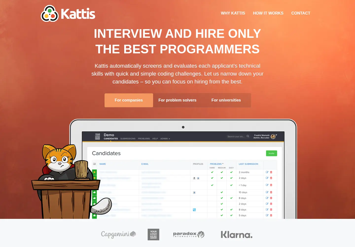 Screenshot of kattis.com