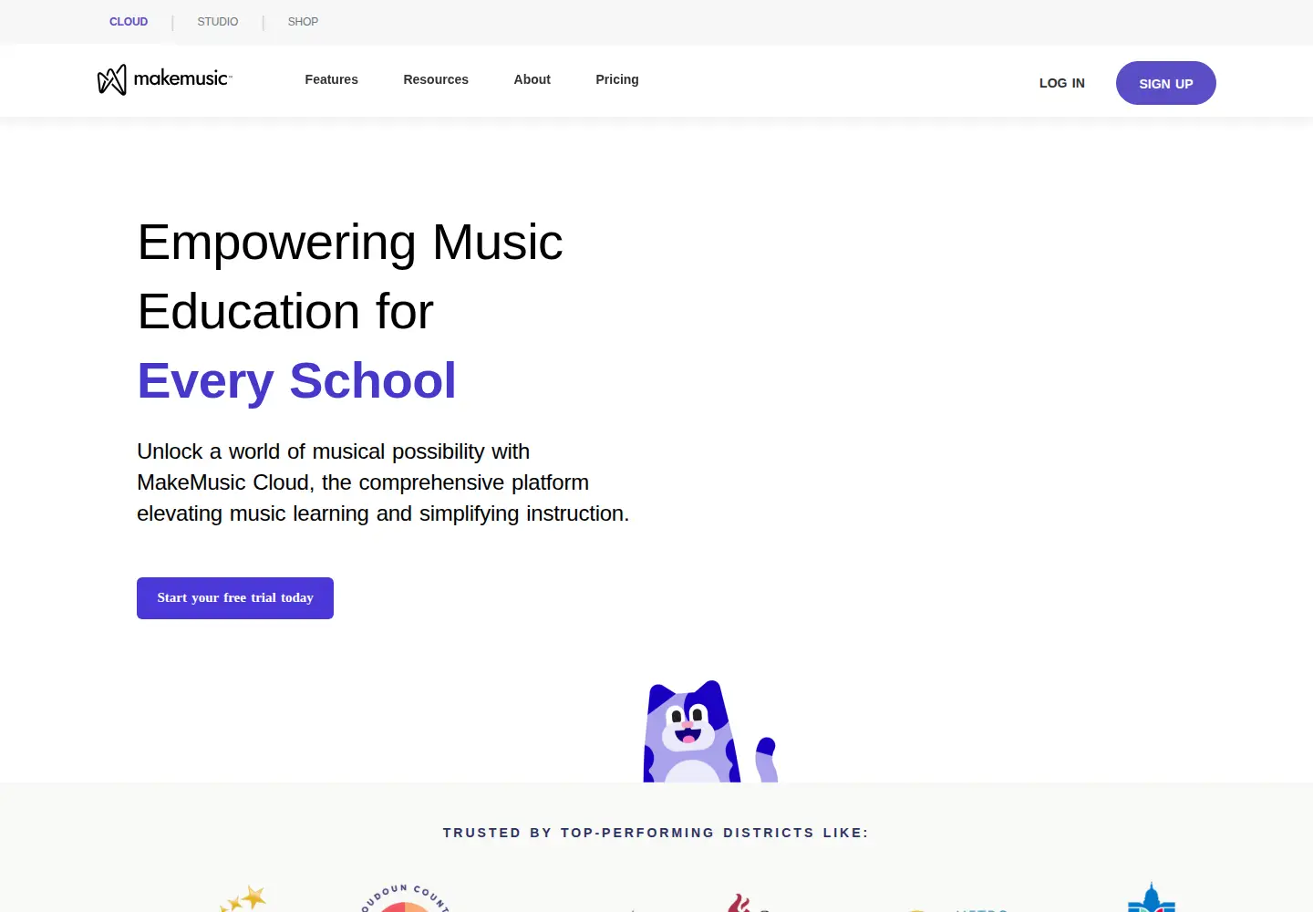Captured homepage of smartmusic.com in the current scan