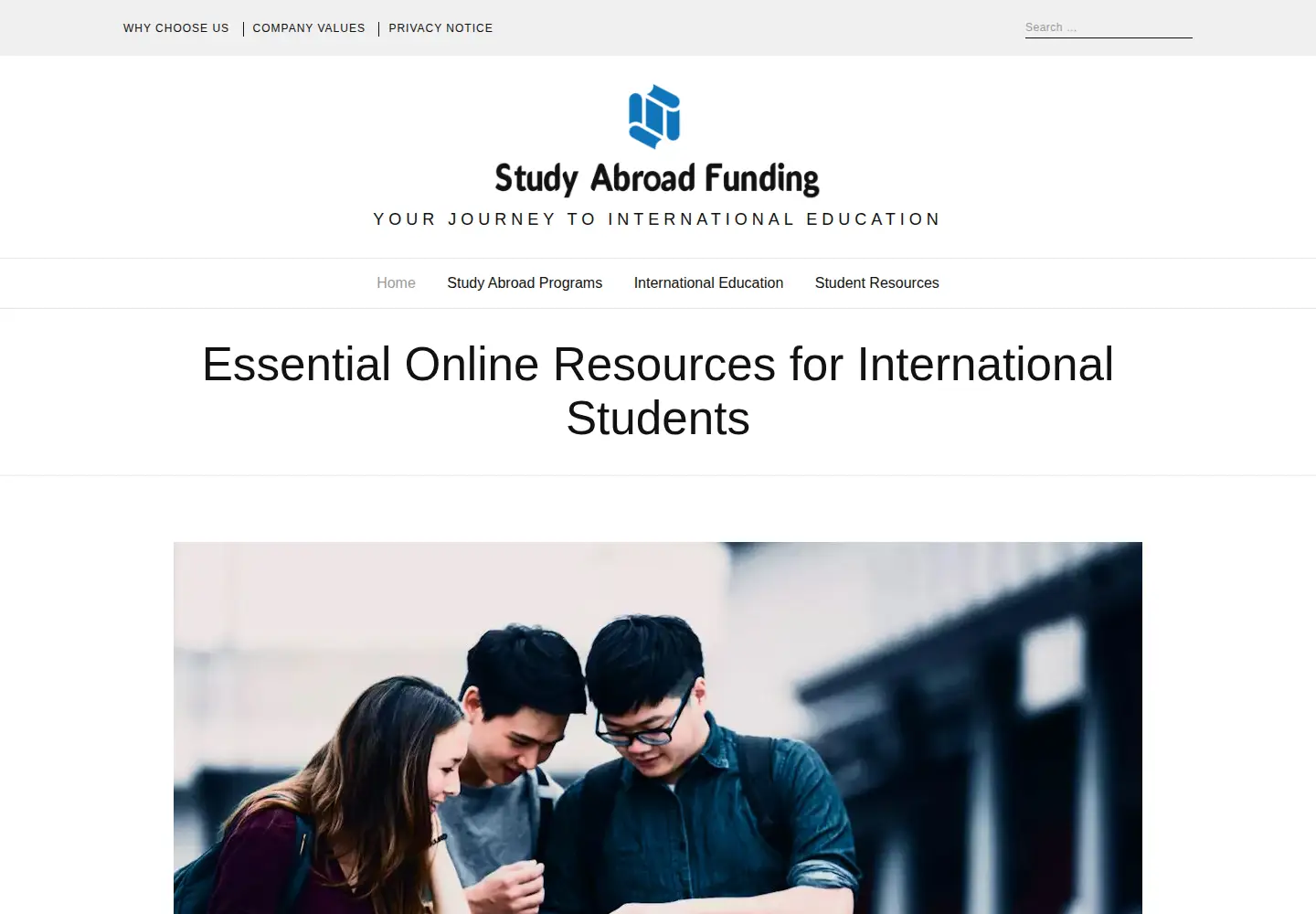 Screenshot of studyabroadfunding.org