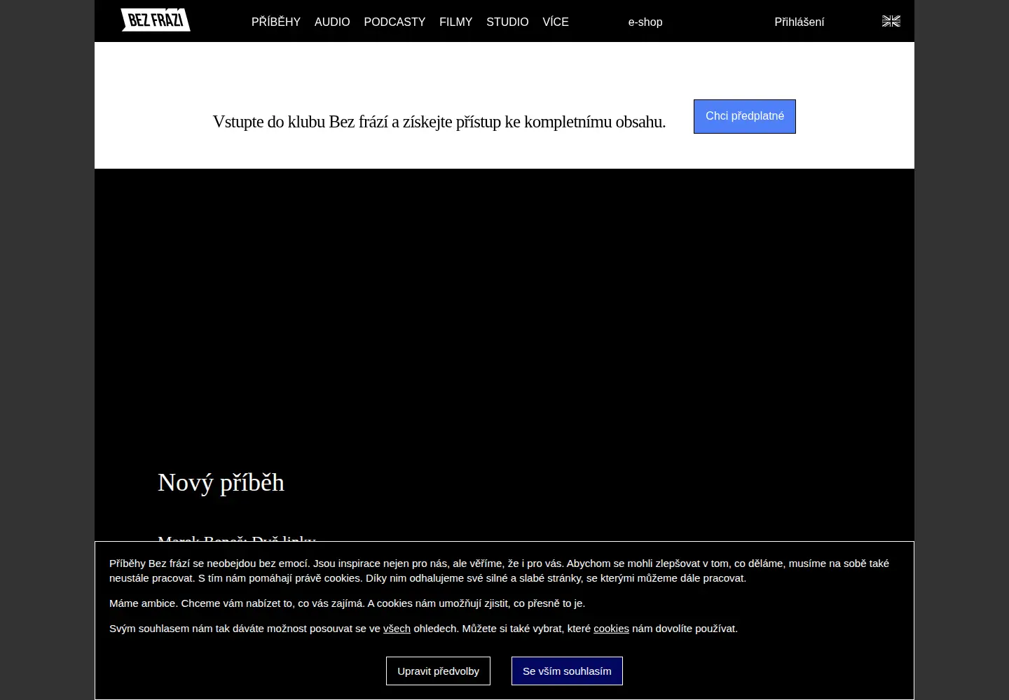 Captured homepage of bezfrazi.cz in the current scan