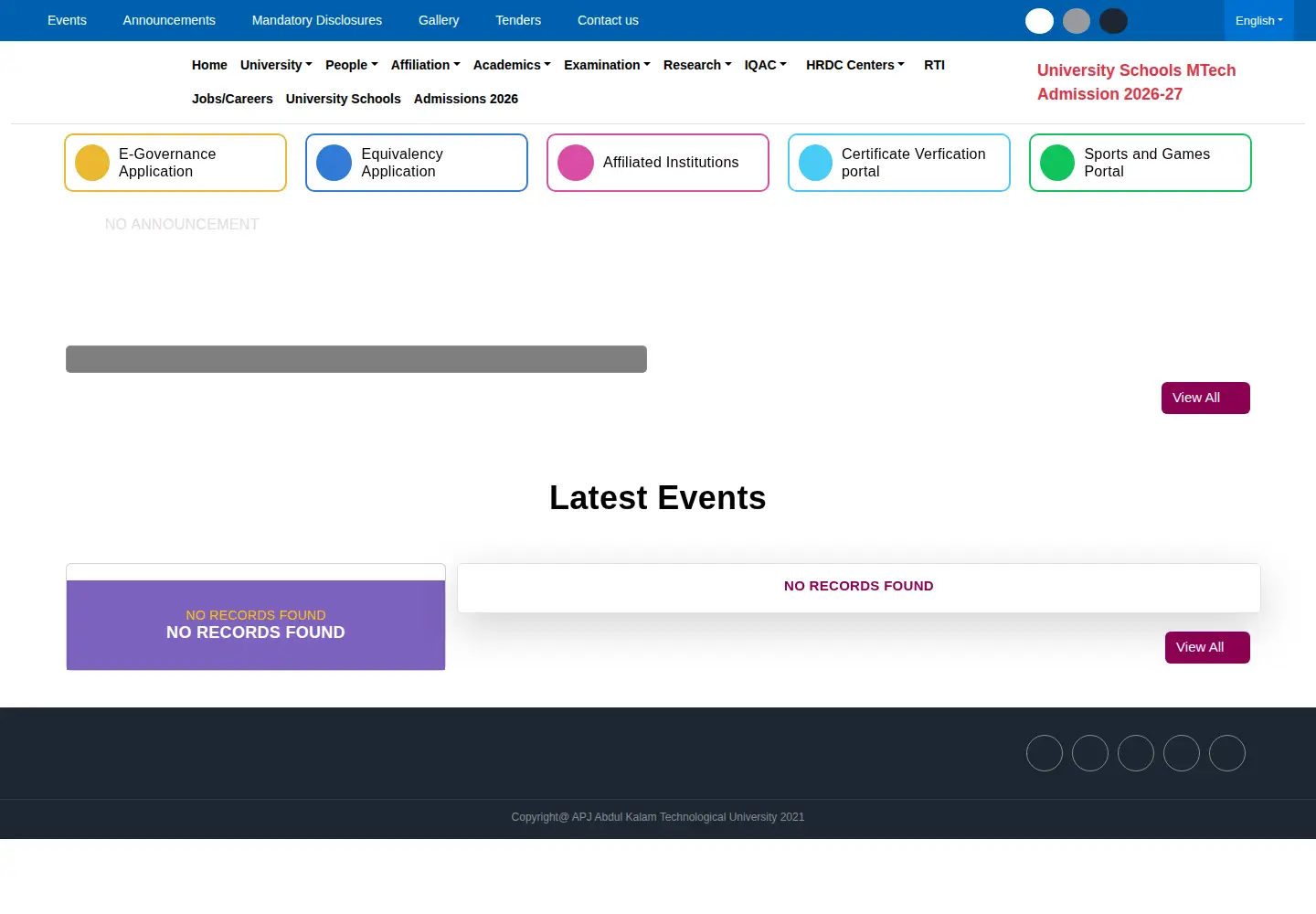 Screenshot of ktu.edu.in