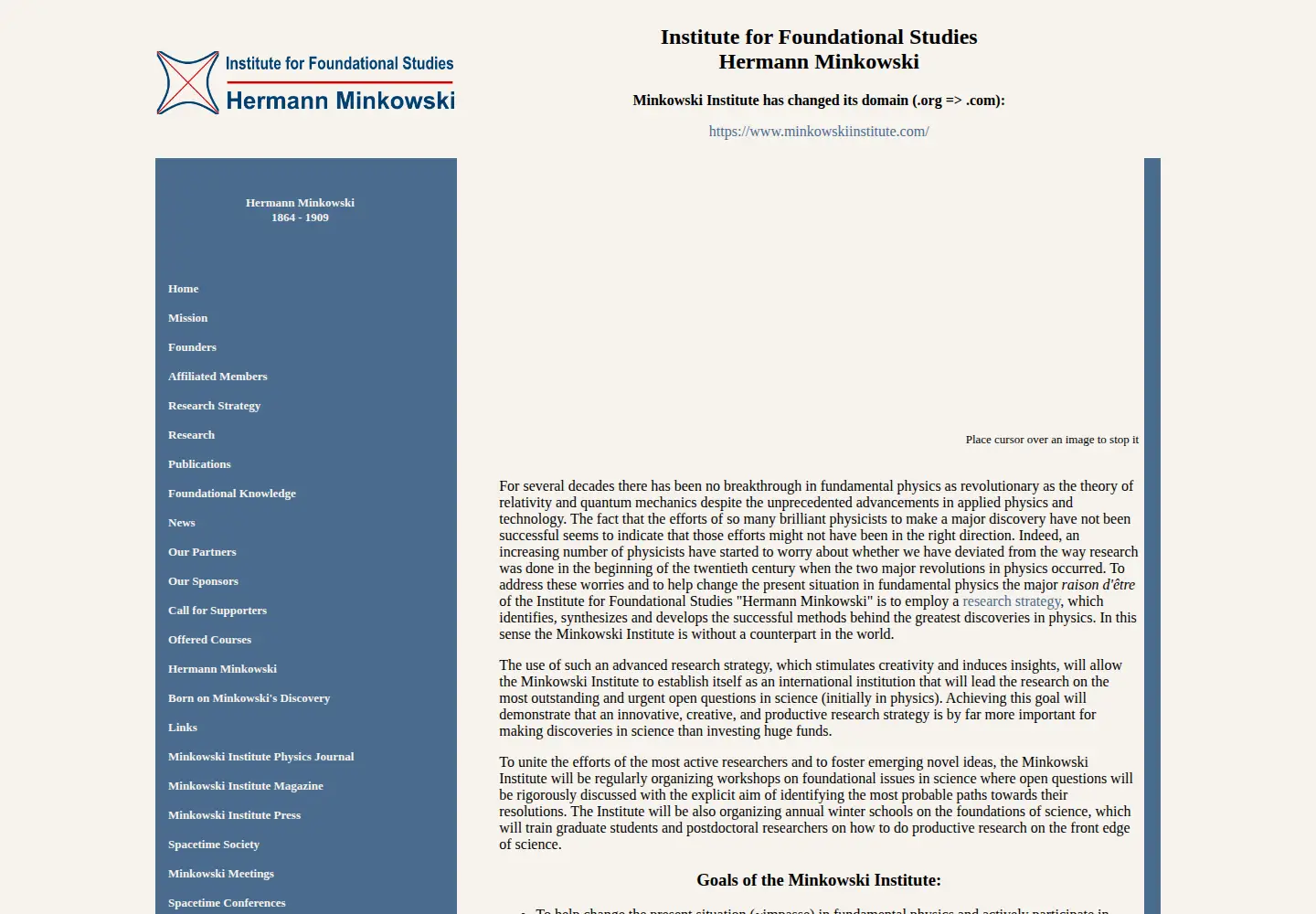 Screenshot of minkowskiinstitute.org