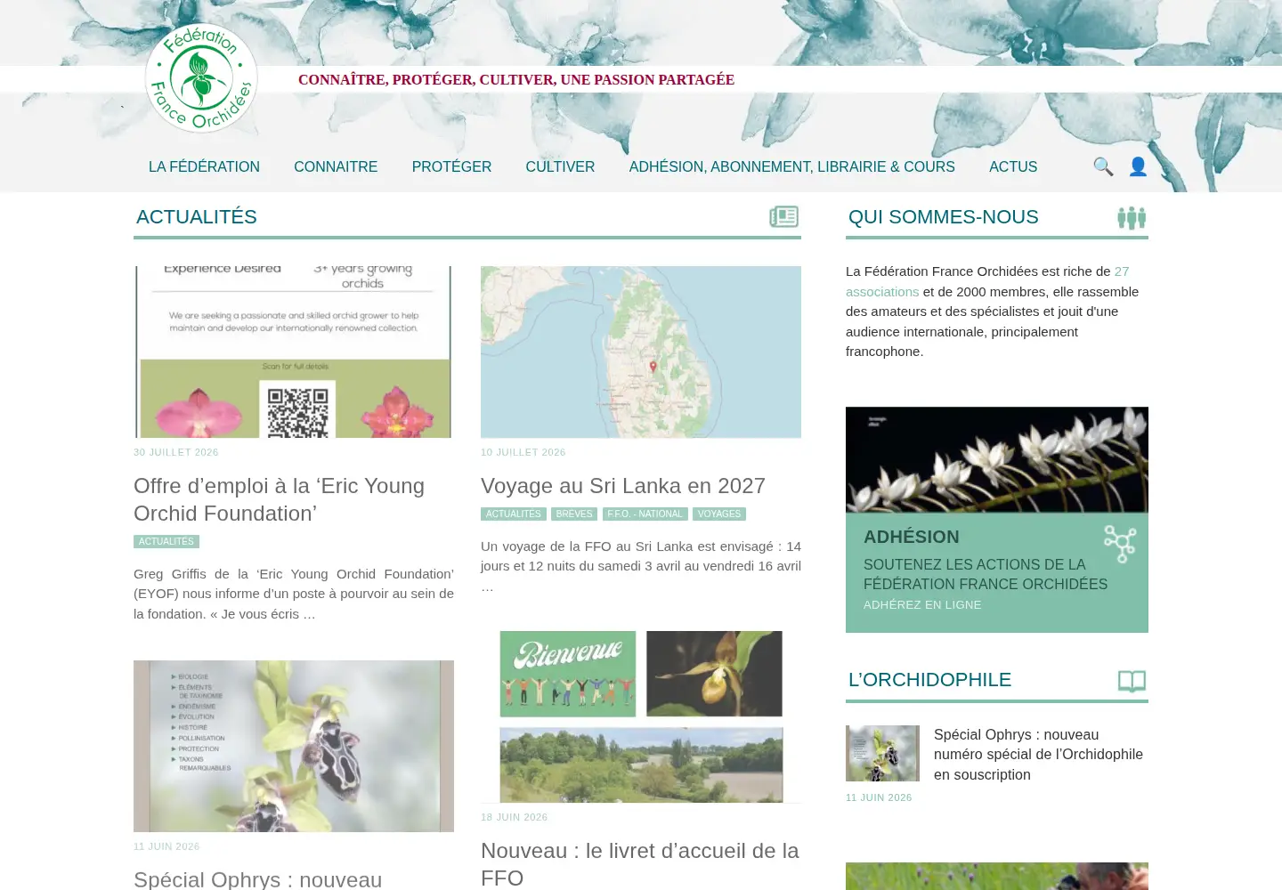 Captured homepage of france-orchidees.org in the current scan