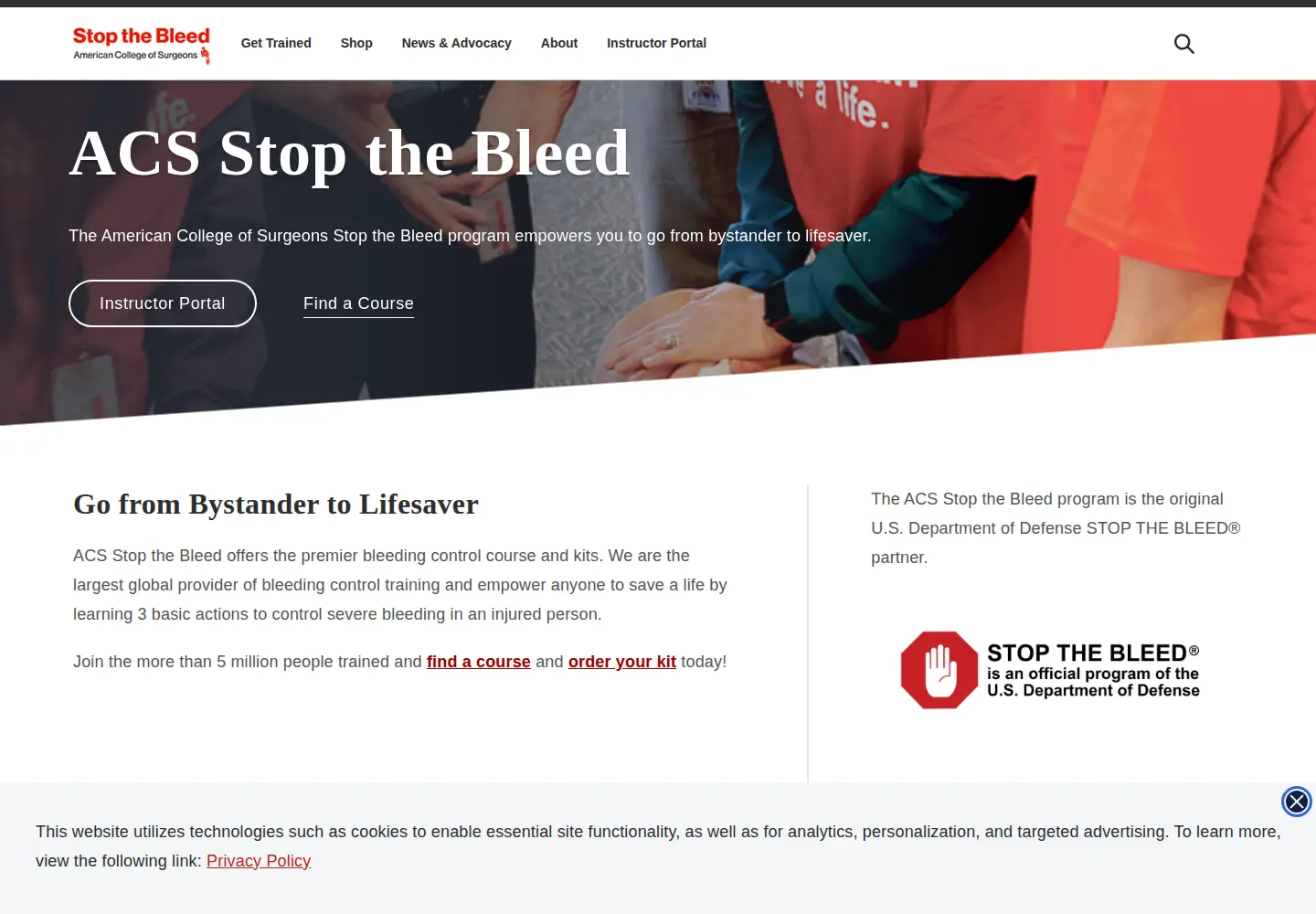 Screenshot of stopthebleed.org