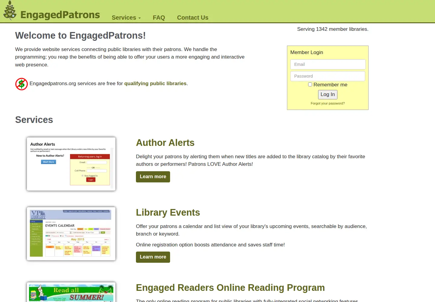 Screenshot of engagedpatrons.org