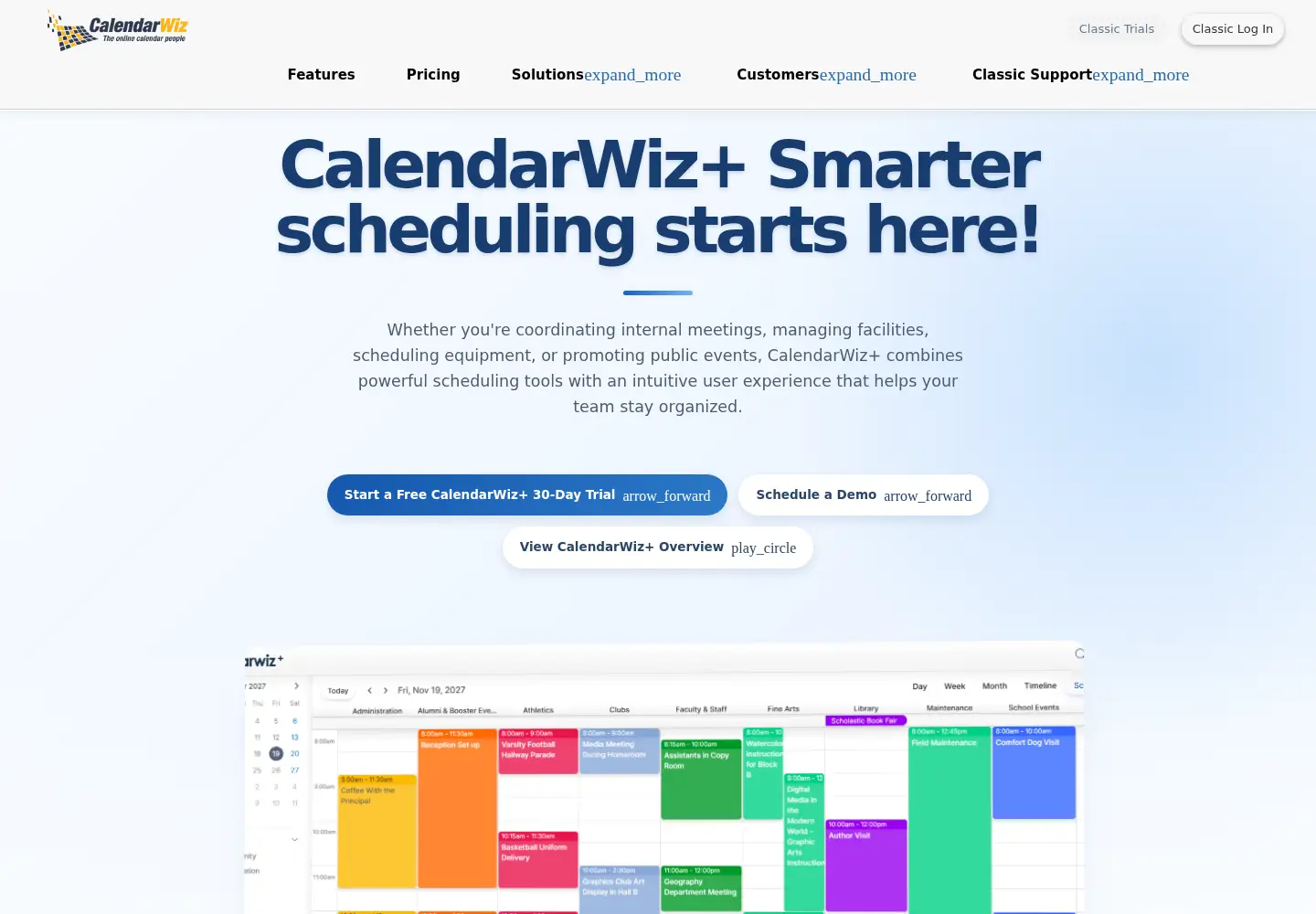 Screenshot of calendarwiz.com