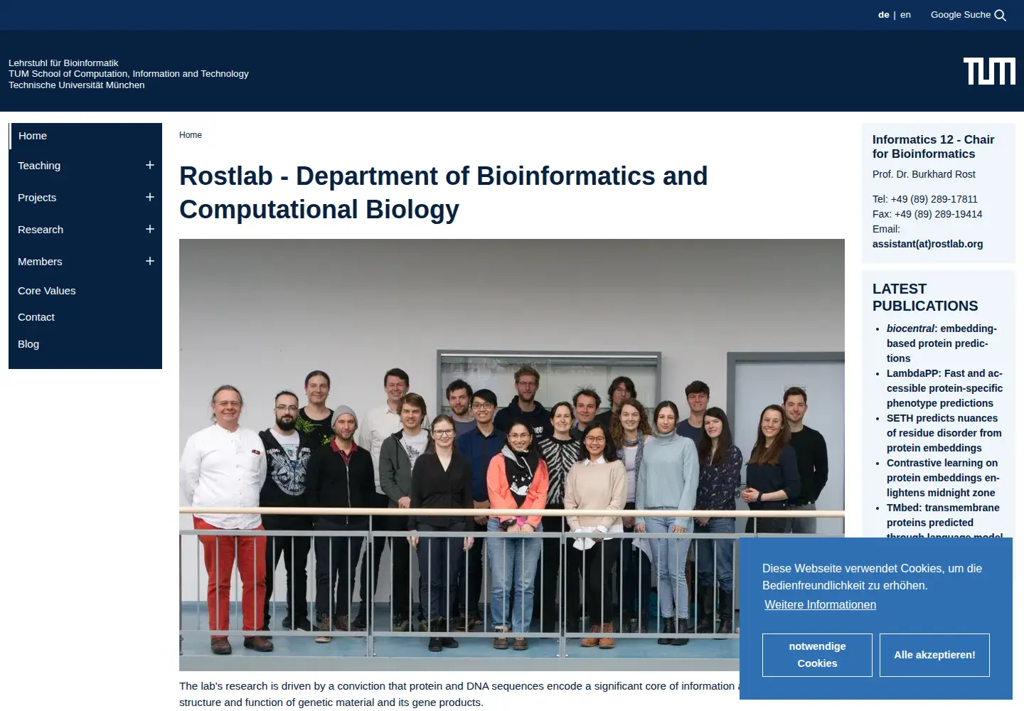 Captured homepage of rostlab.org in the current scan