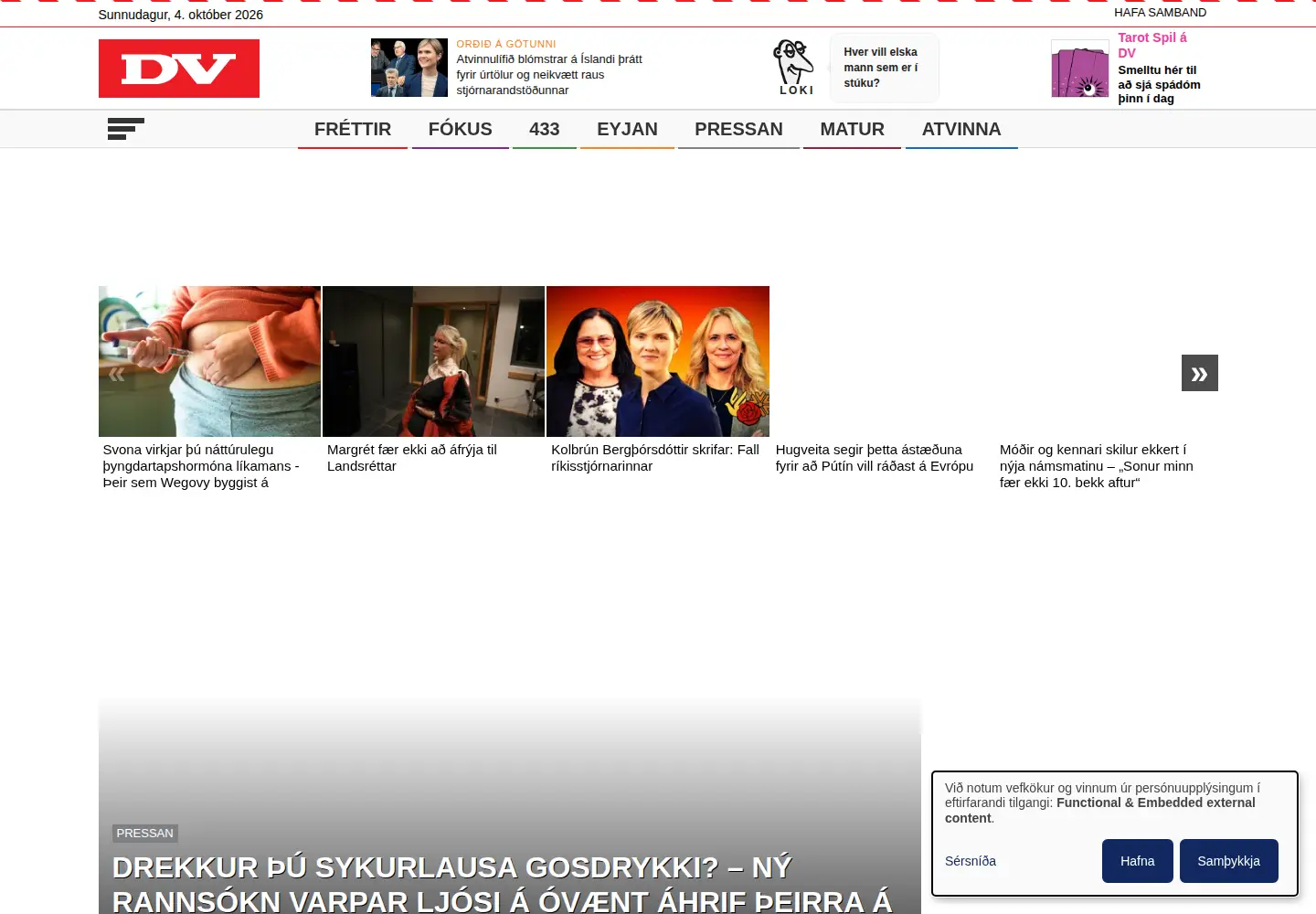 Screenshot of frettabladid.is