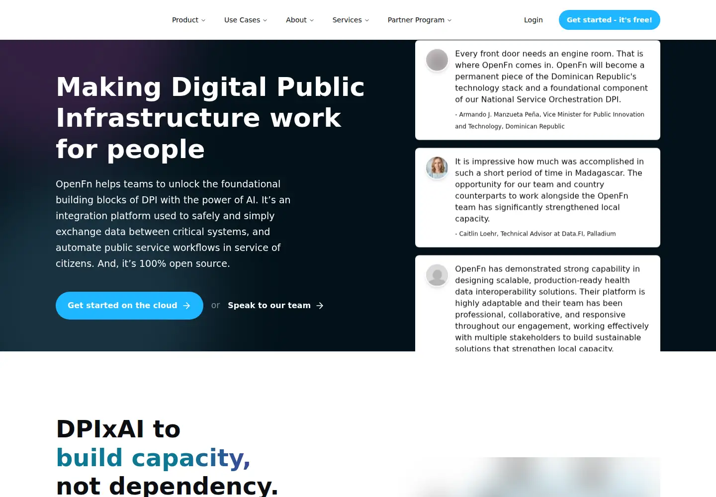Screenshot of openfn.org