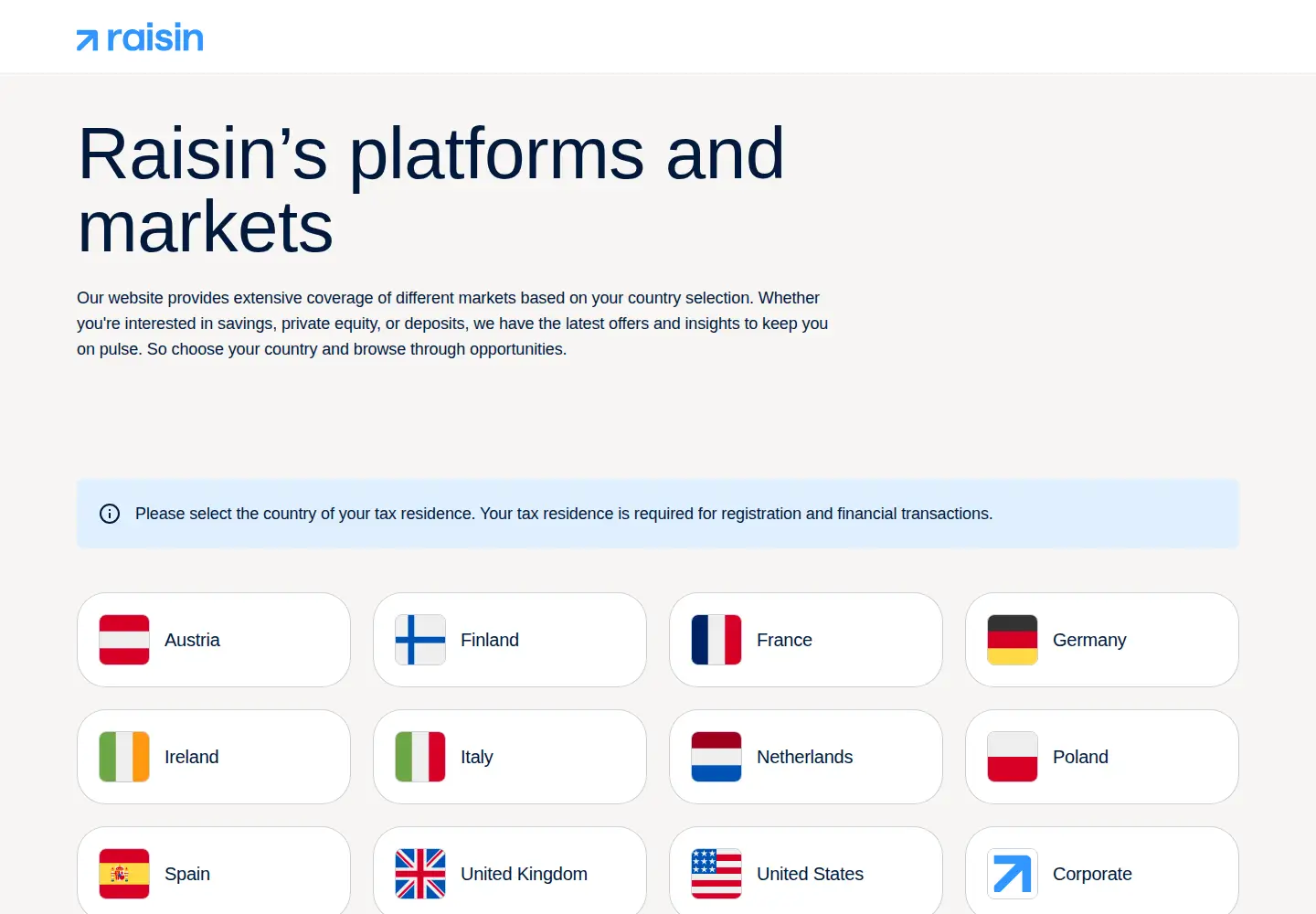 Captured homepage of raisin.com in the current scan