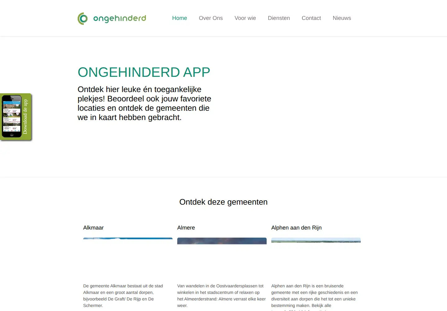 Captured homepage of ongehinderd.nl in the current scan