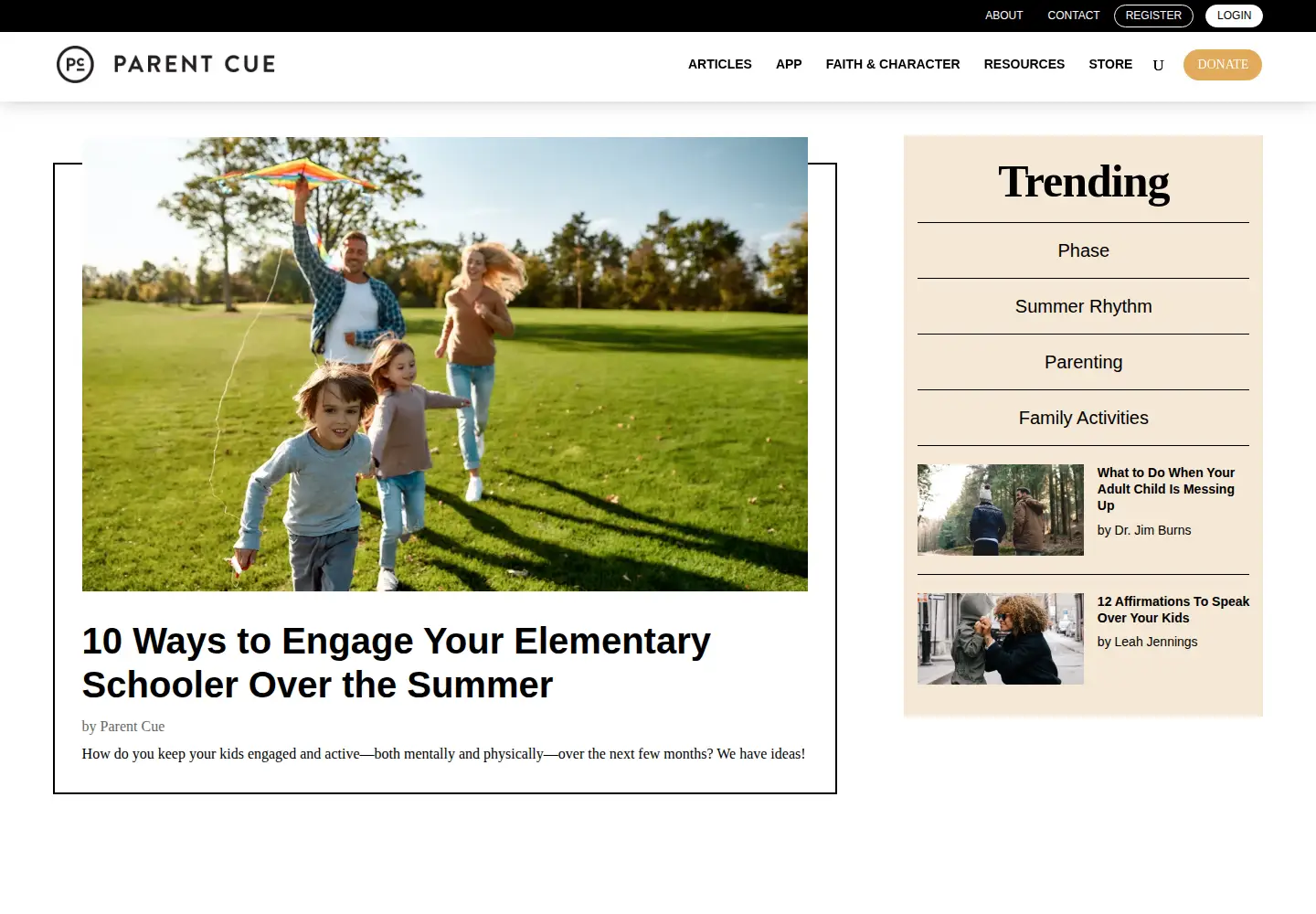 Screenshot of theparentcue.org
